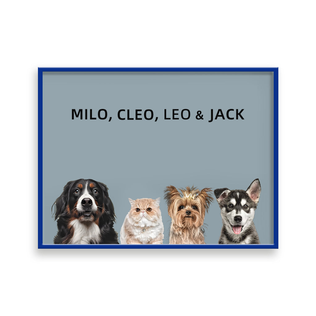 Custom Pet Portrait - Four Pets