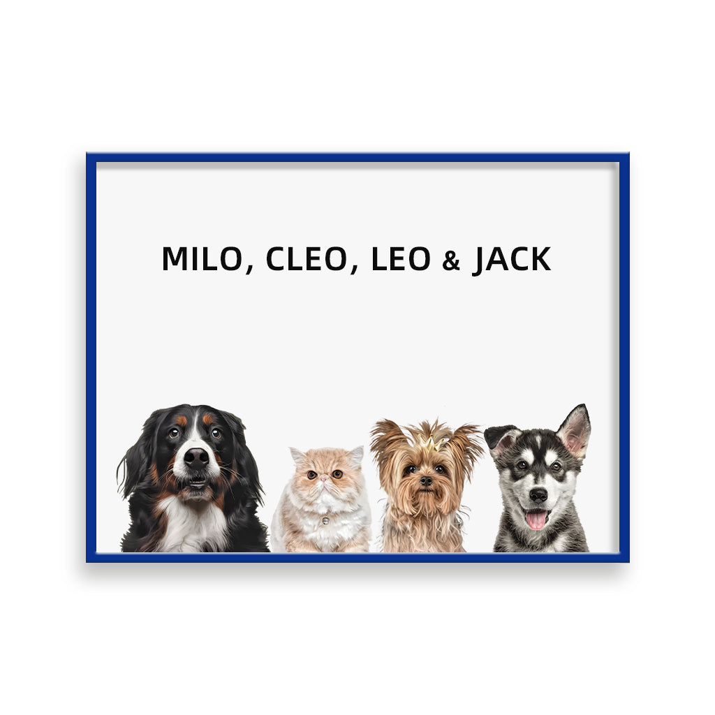 Custom Pet Portrait - Four Pets