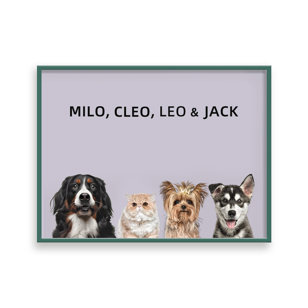 Custom Pet Portrait - Four Pets