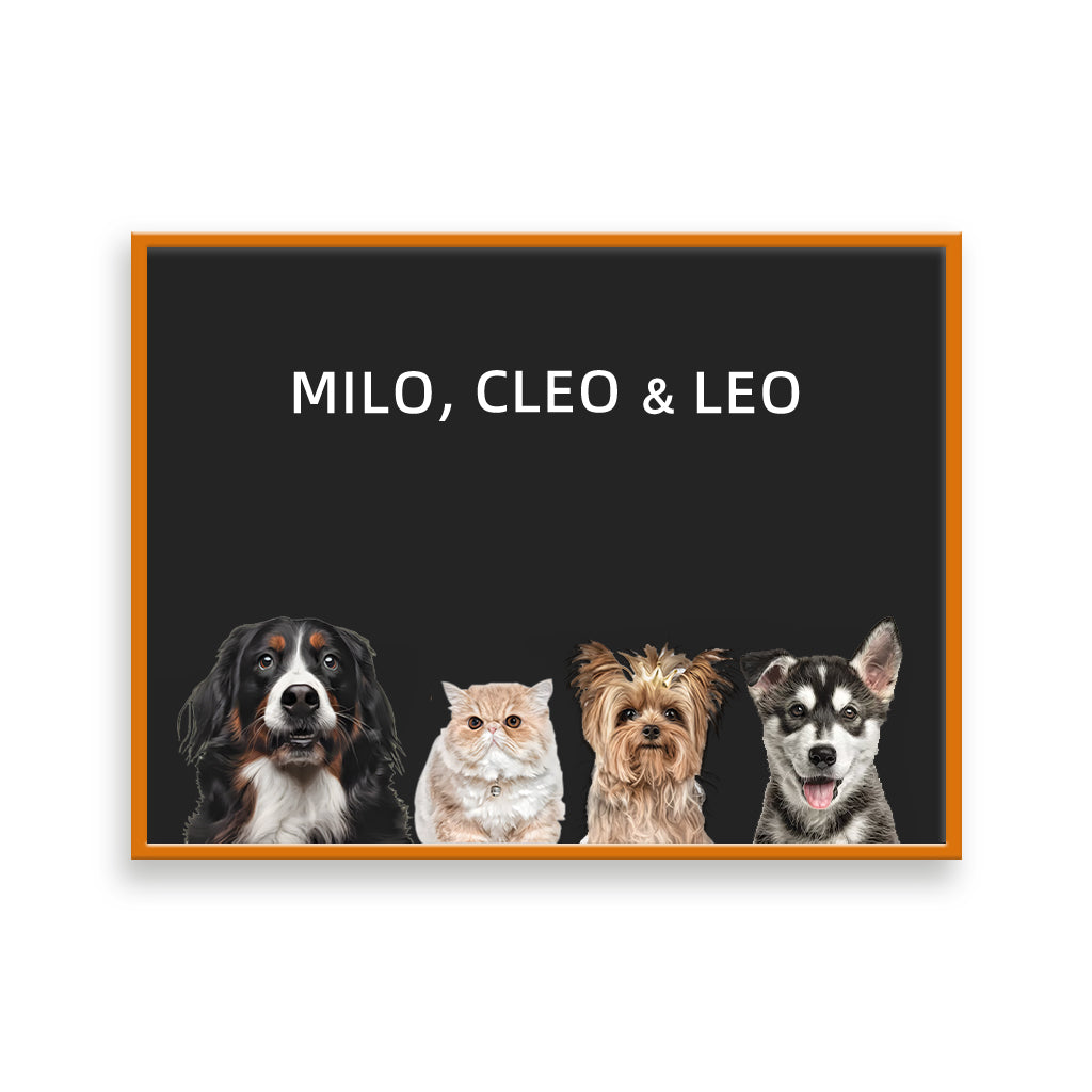 Custom Pet Portrait - Four Pets