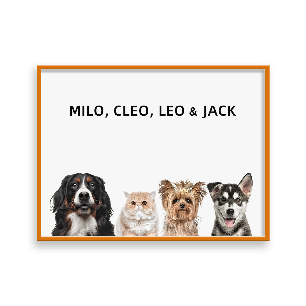 Custom Pet Portrait - Four Pets