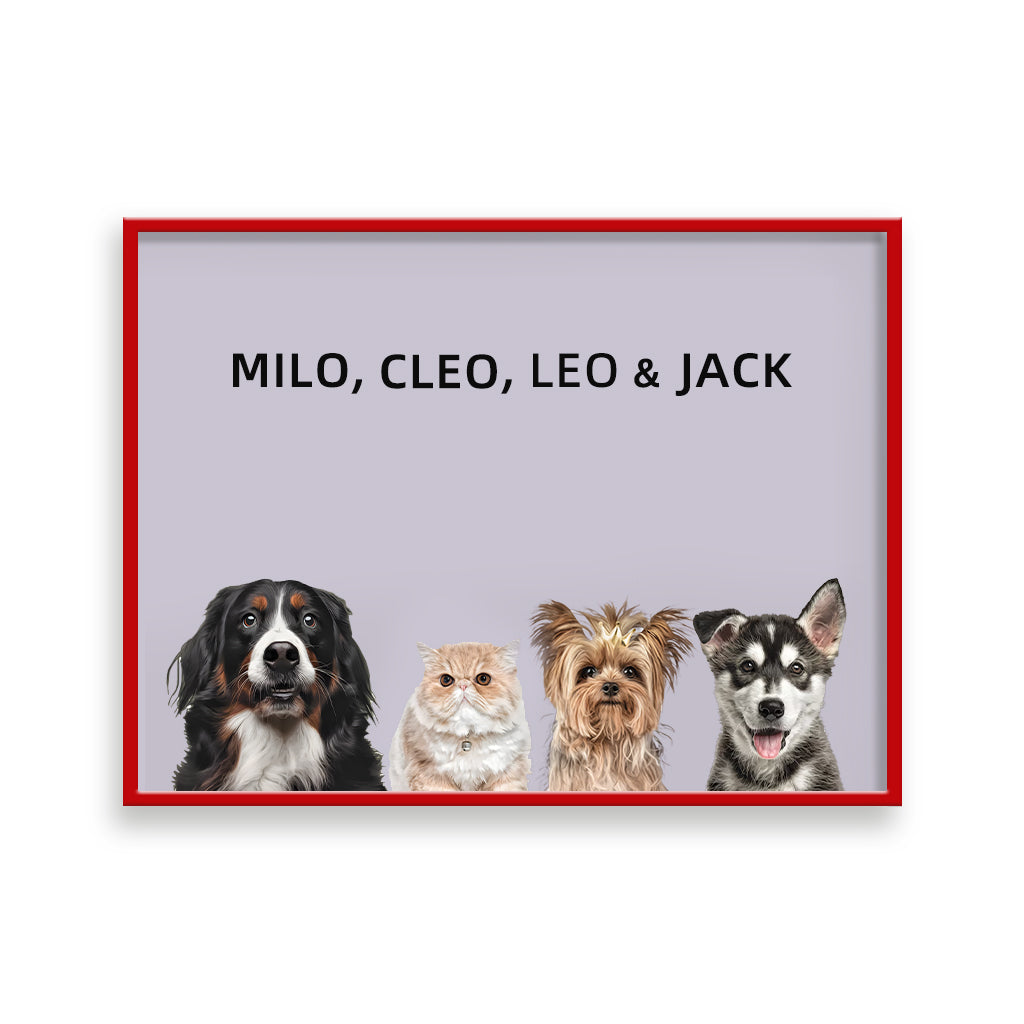 Custom Pet Portrait - Four Pets