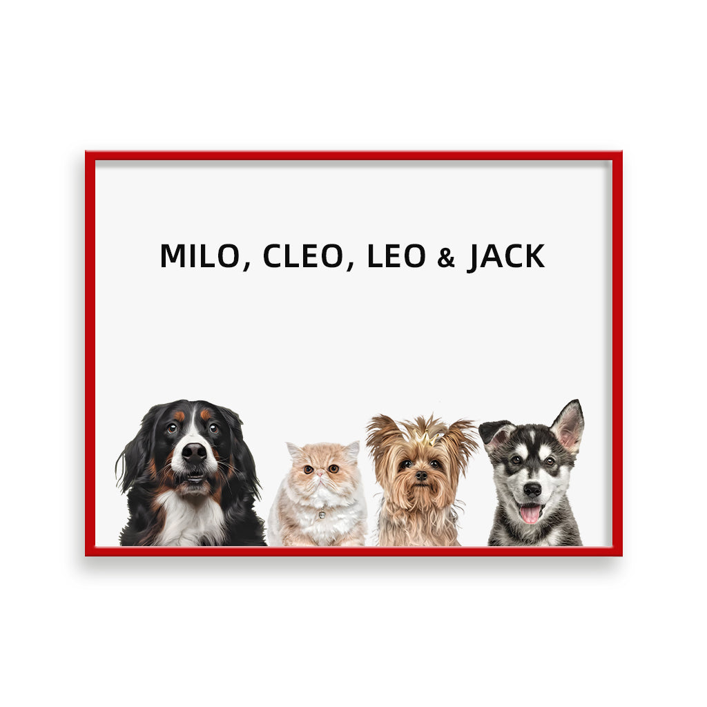 Custom Pet Portrait - Four Pets