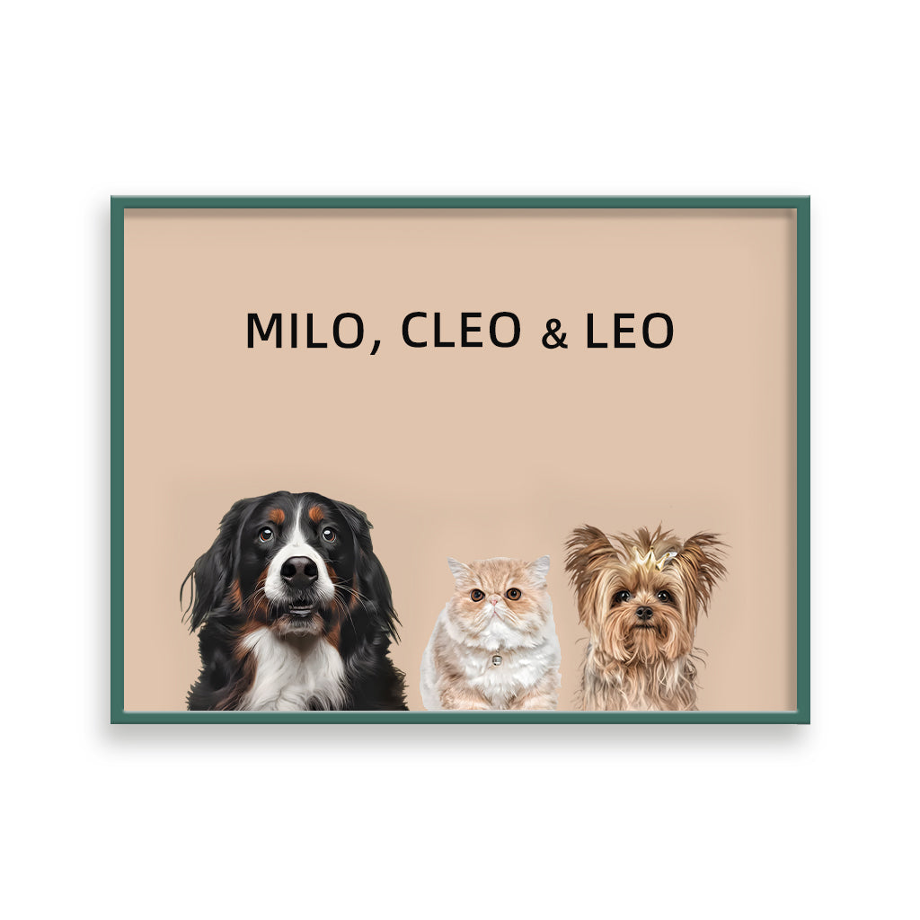 Custom Pet Portrait - Three Pets