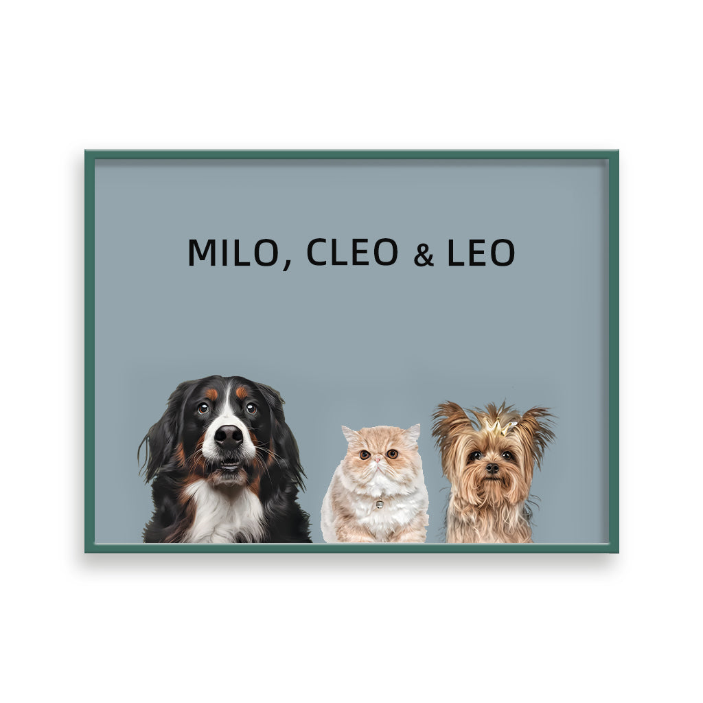 Custom Pet Portrait - Three Pets