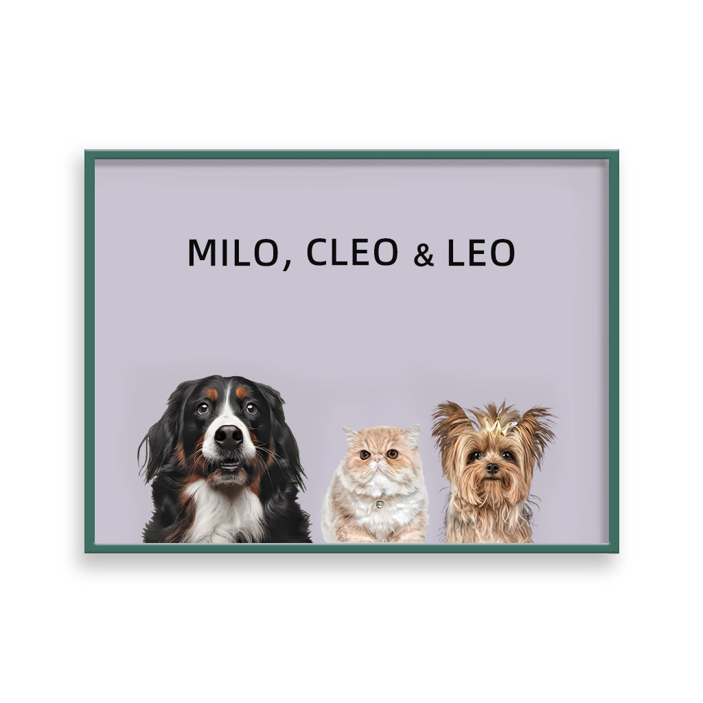 Custom Pet Portrait - Three Pets