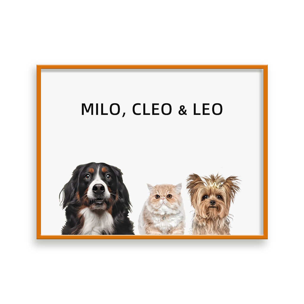Custom Pet Portrait - Three Pets
