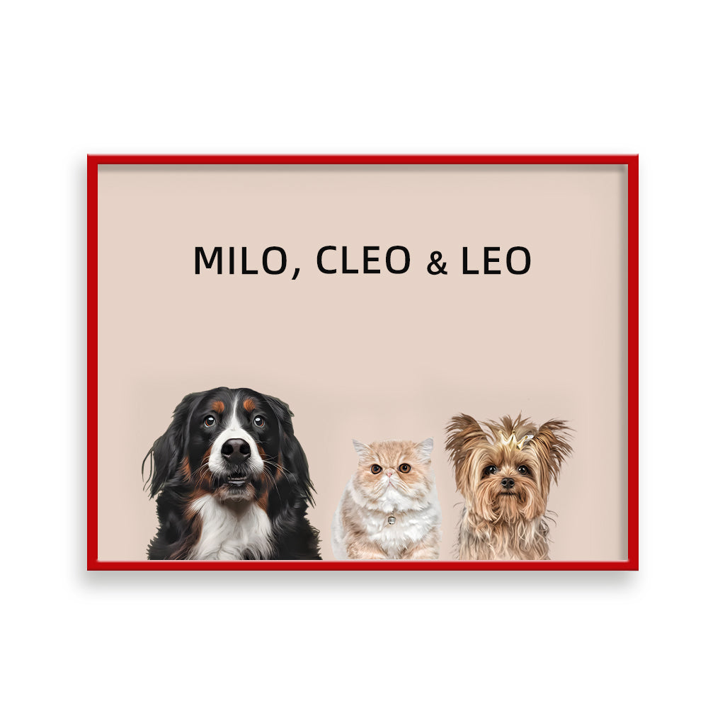 Custom Pet Portrait - Three Pets