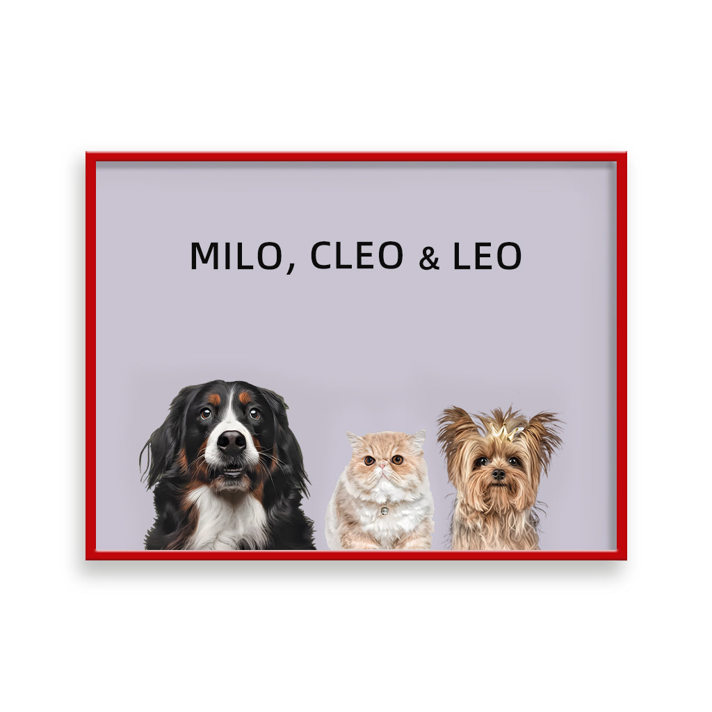 Custom Pet Portrait - Three Pets
