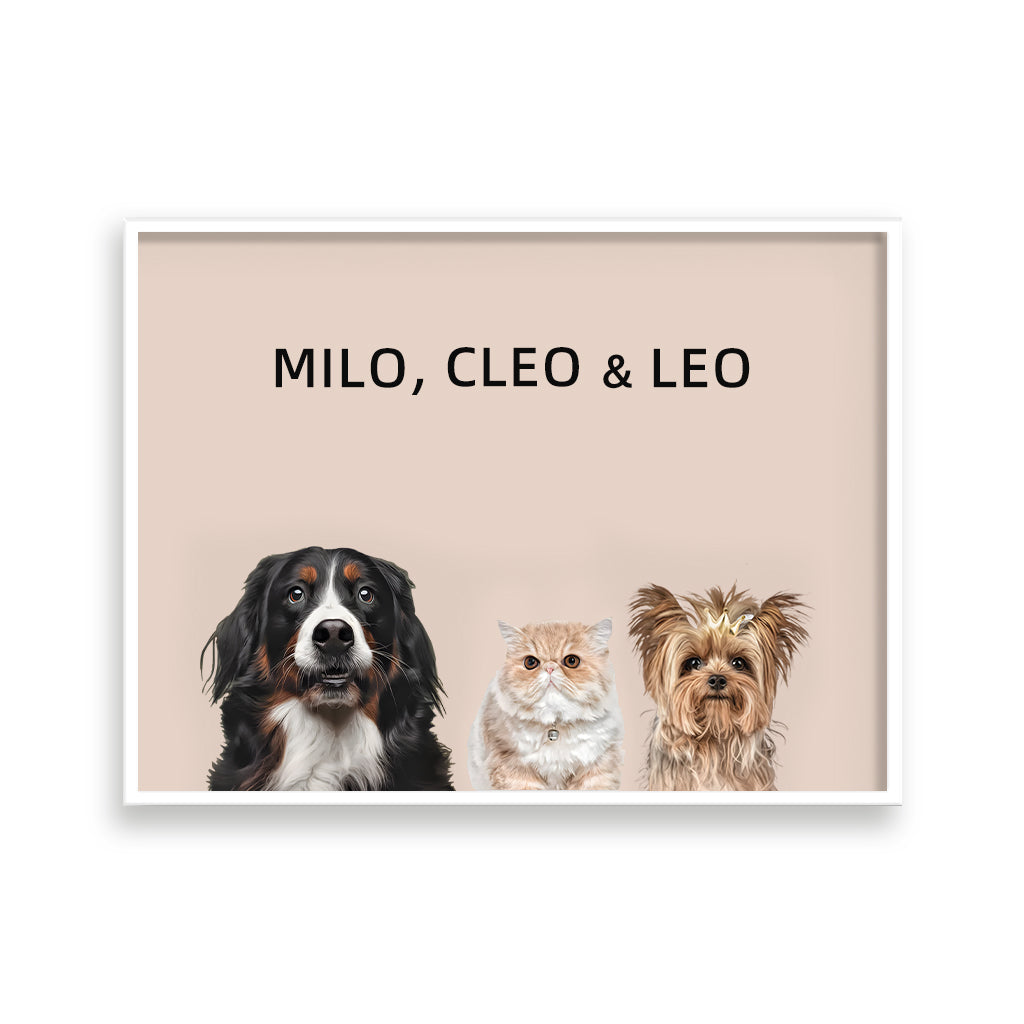 Custom Pet Portrait - Three Pets