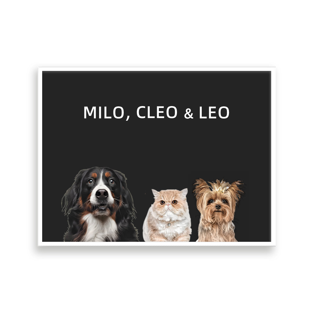 Custom Pet Portrait - Three Pets