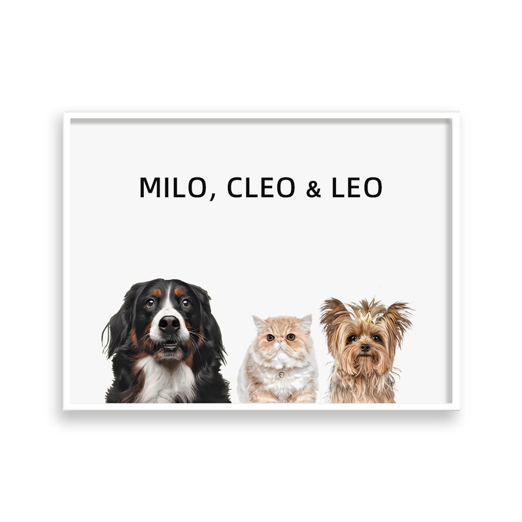 Custom Pet Portrait - Three Pets